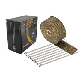Xinhan 2" x15ft/2" x25ft/2" x50ft/1" x15ft/1" x25ft/1" x50ft Titanium Fiber Pipe Insulation Wrap Heat Exhaust Wrap with Stainless Steel Zip Ties (2" x 25ft)