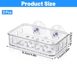 lMengjbang 2Pcs Suction Cup Soap Dish Holder Acrylic Shower Soap Holder
