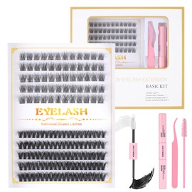 Fenshine Cluster Lashes Individual Lashes Wide Stem C/D Curl 9-15mm Length DIY Eyelash Extension Individual Soft False Lashes for Personal Use at Home (3D-FD30-50D, MIX 11-15mm)