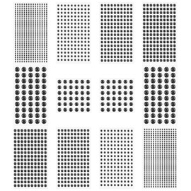 Gartful Black Rhinestone Stickers, 6 Sizes Gem Sticker for Craft, Face Gems, Craft Supplies for Kids, Round Crystal Diamond for Scrapbook Embellishments, DIY Crafts, Decor, Nail, Face Makeup