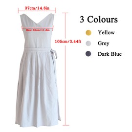 SPDYCESS Küche Schürze für Damen Japanischer Stil Baumwolle Kochen Schürze Chef Lätzchen für Café Handwerk Garden Workshop Arbeitskleidung,Grau