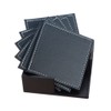 CARLWAY Black Square Leather Coasters Set with Holder for Cup