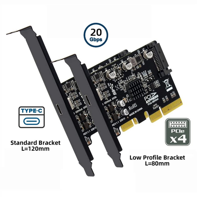 NFHK USB 3.2 Gen2 Type-C 20Gbps USB-C to PCI-E 4X