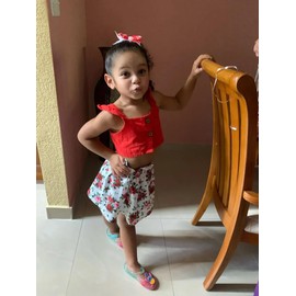 Toddler Baby Girls Summer Skirt Outfits Set Infant Sleeveless Button Red Pullover Tops Floral Print Short Dress Clothes Red 12-18 Months