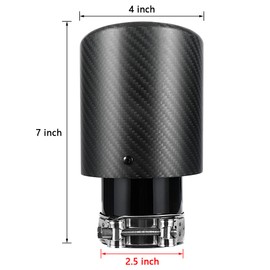 A-KARCK Carbon Fiber Exhaust Tip 2.5" Inlet to 4" Outlet, High Temperature Resistance 7" Long Stainless Steel Tailpipe tip (Black Shell)