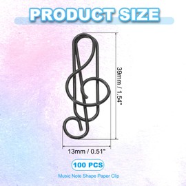 PATIKIL Cute Paper Clip, 100Pcs Music Note Shape Paper Clip Metal Funny Bookmarks Planner Clips Clamp for Home Office Supplies Desk File Organization Wedding Decoration, Black