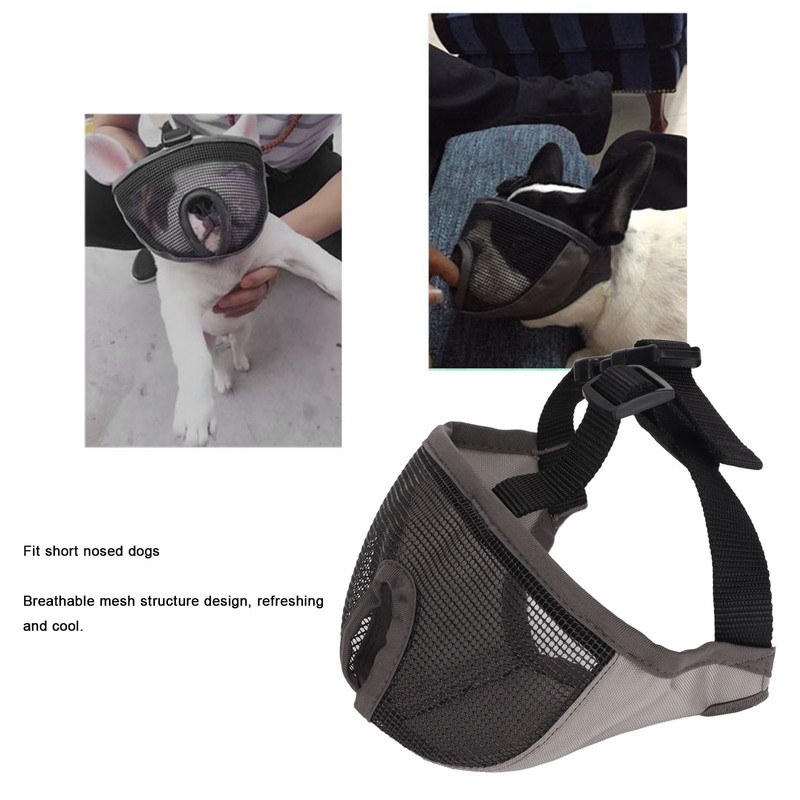 Adjustable Bulldog Mask Bite and Barking Dog Muzzle Eye Closed