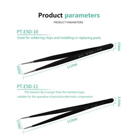 6 Pieces Stainless Steel Tweezers Set Antistatic ESD Industrial Precision Tweezers Kit Repair Tool for Electronics Soldering Craft and Beauty