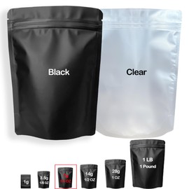 YINGZON 100 Pack Mylar Bags, 4 x 6 inchs Premium Smell Proof Bags with Double-sided Matte Design ，Resealable Food Storage Aluminum Foil Stand-up Packaging Bags. (7 Grams or 1/4 Onces)