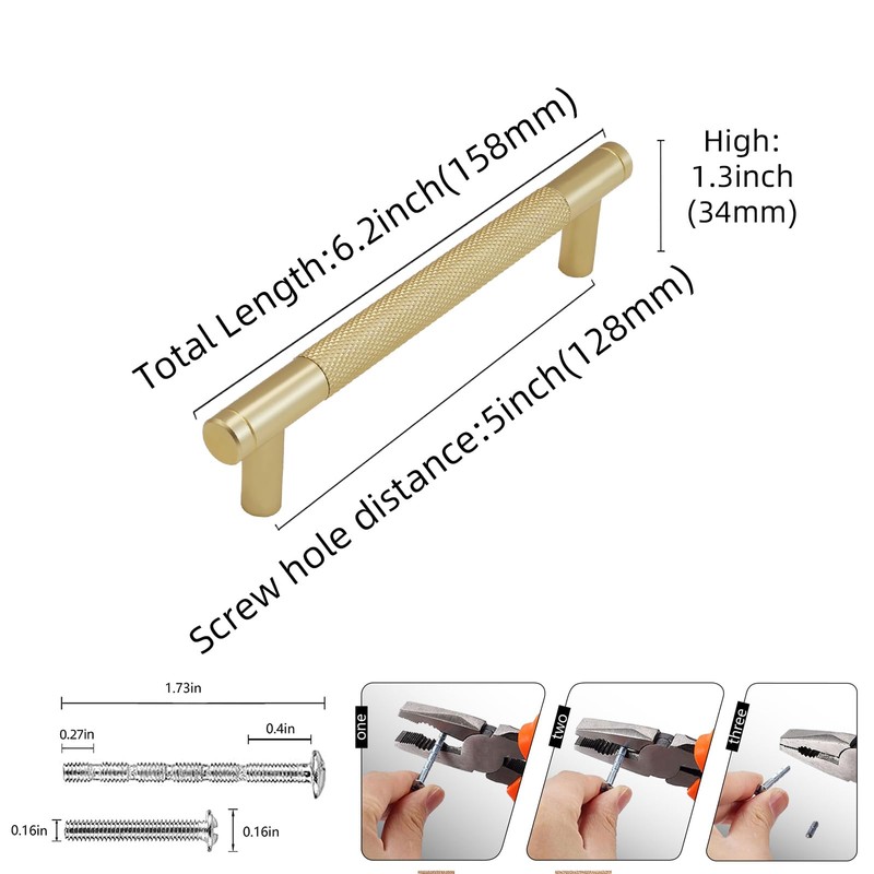 BUKOBYHE 20 Pack 5 Inch(128mm) Brushed Brass Kitchen Cabinet Handles