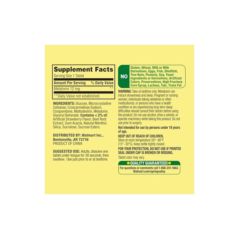 Spring Valley Melatonina 12mg 60ct