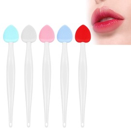 Qianyu 10 Pcs Silicone Lip Scrub Brush Scrubber Exfoliator for Men Women Double-Sided Gentle Lightening Lips Exfoliator Scrubber Brush for Smooth Soft Bright Healthy Lip for Dark Lips 5 Colors