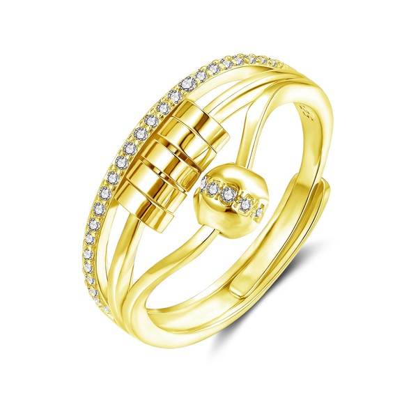 Deyanse Silver Fidget Ring for Women, 925 Sterling Silver Anxiety