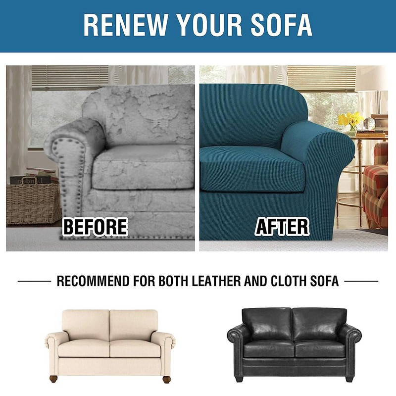 H.VERSAILTEX 3 Piece Stretch Sofa Covers for 2 Cushion Loveseat