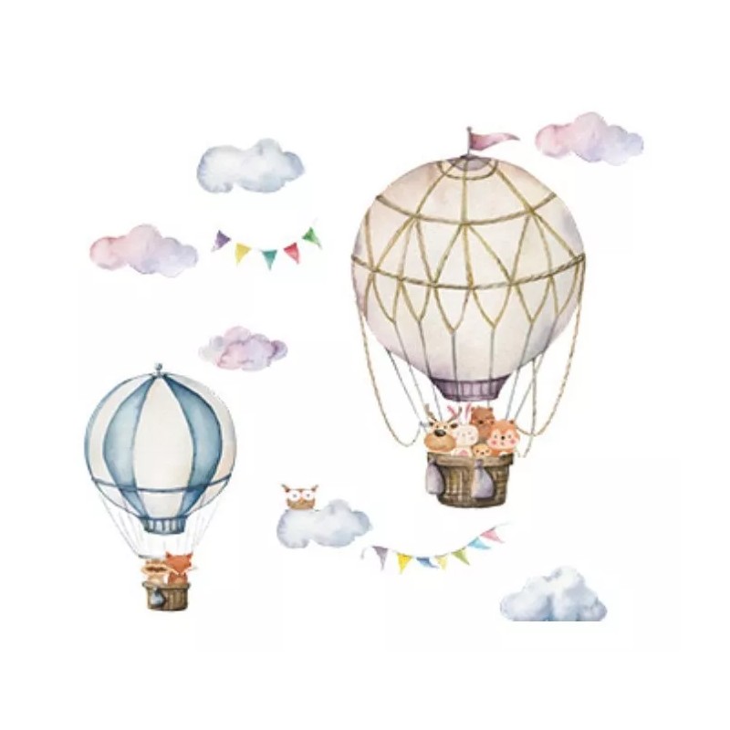 DaraBaby Vinil Decorativo Infantil Globo Aerostático Animales Niños
