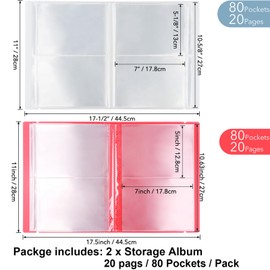 2 Pack Large Sticker Photo Storage Album, Stamp & Cutting Dies Storage Book Organizer Folder for Cards Storage DIY Scrapbooking Card Making Supplies 20 Pages 80 Pockets / Pack ( Clear + Green)