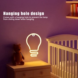 yaogohua Bulb Shape Neon Light LED Sign for Wall Decor Party Christmas Wedding USB/Battery Powered Wall Lamp Indoor Decor(Warm Colors)