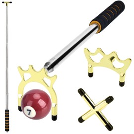 Retractable Billiards Cue Bridge Snooker Pool Bridge Stick Retractable Billiards Cue Stick Bridge with 3 Pcs Removable Bridge Head Pool Cue Table Accessories for Game, Competition