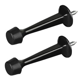 2 Pack Door Stoppers, Zinc Alloy Wall Mounted Door Stop Protector with Rubber Buffer Bumper for Indoor Outdoor, 73mm Black