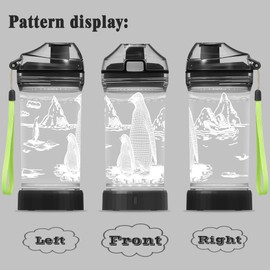 Ammonite - Botella de agua de pingüino para niños con luz LED brillante 3D, 14 onzas Tritan última intervensión de BPA, regalo creativo ideal para la escuela, niños, día festivo, camping, picnic