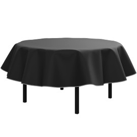 Exquisite Black Vinyl Tablecloths - 70 in. Round - Pack of 1 Round Tablecloth - Black Flannel Backed Vinyl Tablecloths for Round Tables - Plastic Table Cloths with Flannel Backing - Waterproof