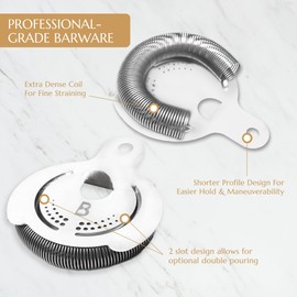 Bull in China Hawthorne Strainer - Matte White | Bar Hand Strainer | Cocktail Strainer | Strainer for Bartending | Mixing Glass Strainer