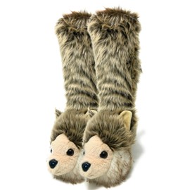 ooohyeah Kids’ Funny Fuzzy Animal Slipper Socks, Cute Soft Non-Slip Warm Socks for Girls & Boys, Wolf Pack, Size 1-5
