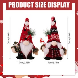 2 Pcs Christmas Gnome Doll, 24cm Christmas Gnomes Plush Santa, Holiday Faceless Christmas Gonk Dwarf Elf Figurines Xmas Ornaments Tabletop Decoration for Holiday Festival Supplies Plush Doll Gift