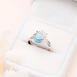 Yearace Moon and Sun Couples Rings Set, 925 Sterling Silver Sun Moon Matching Ring for Couples, Adjustable Engagement Wedding Promise Ring for Him and Her