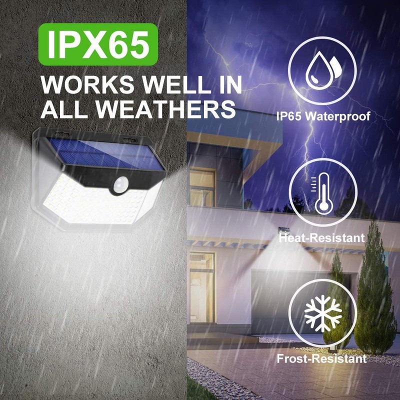HMCITY Solar Lights Outdoor 120 LED with 3 Lighting Modes,