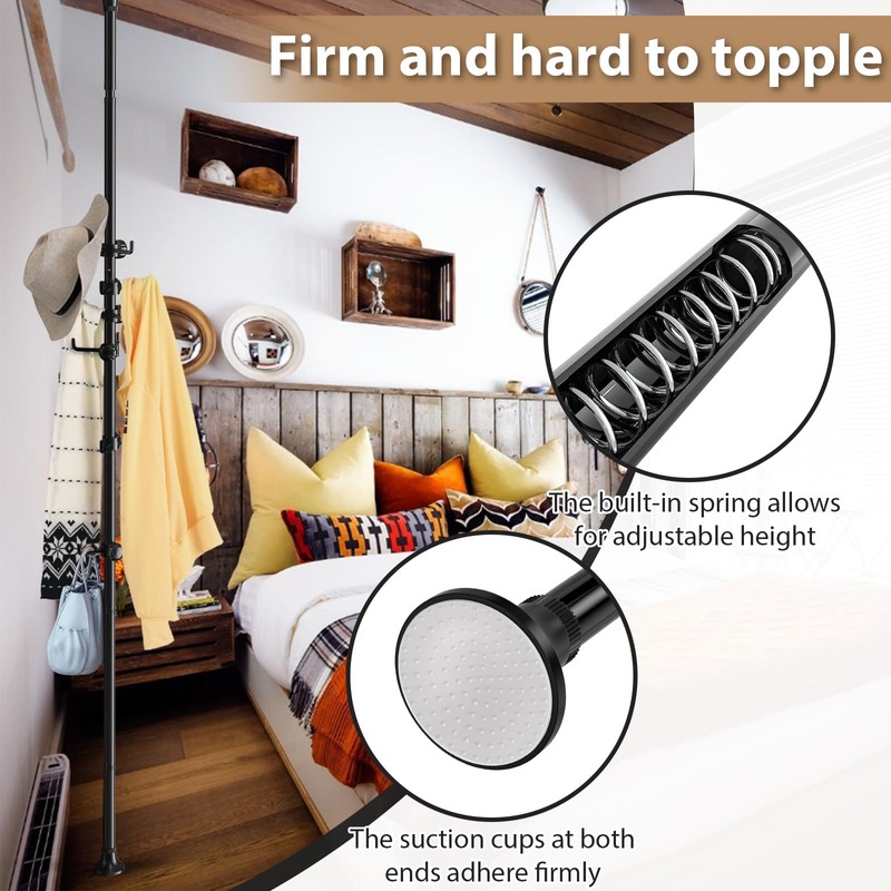 Sempicad Coat Rack Freestanding, 56 to 125 inch Adjustable Tension