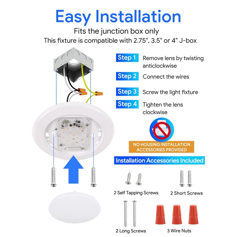 4 Pack 6 Inch LED Disk Light, Dimmable Flush Mount