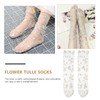 SOIMISS 1 Pair of Embroidered Tulle Socks with Flower Motif,