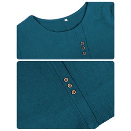 Yeokou Women Cotton Blend Crew Neck Short Sleeve Basic Tunic Tee Shirts Tops Blouse(Teal-XL)