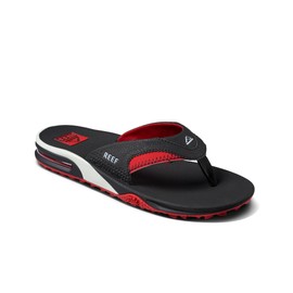 Reef Men's Fanning Pregame Flip-Flop, Black/Red, 12