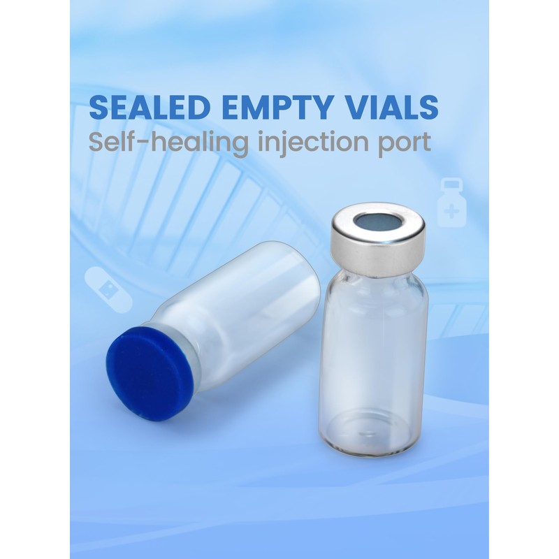 20ml Glass Vials for Injections, Self-Healing Injection Port, Sterile Empty