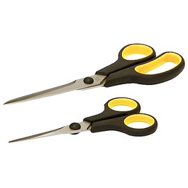 2 Stainless Steel Scissors Set Sewing Kitchen Household Office General Use Comfort Grip Handles Multi-Purpose 14CM and 21CM