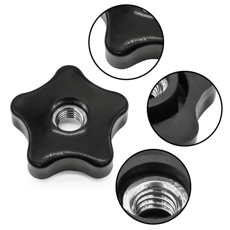 Wulankd 5 Pack Black 5/16"-18 Female Threaded 5 Star Shaped