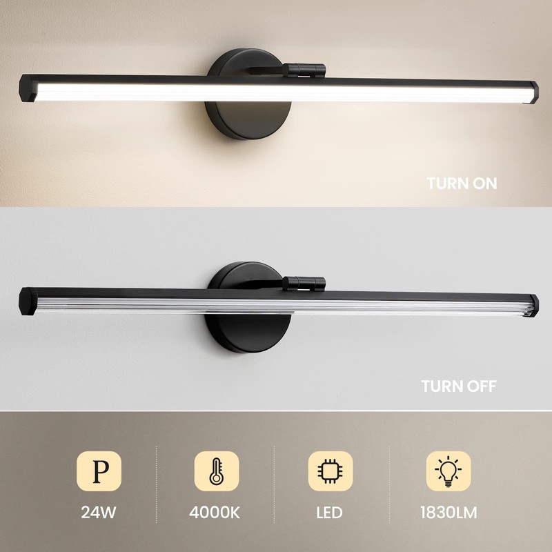 KAISITE Bathroom Vanity Light Over Mirror - 30 Inch Black