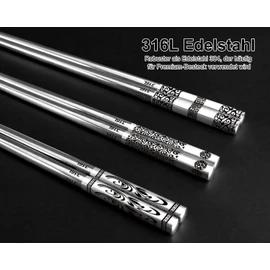 K KUMEED 6 Pairs Metal Chopsticks, Metal Chopsticks, Japanese Chopsticks, Dishwasher Safe, Metal, Reusable Chopsticks, Stainless Steel Chopsticks, Gift Set