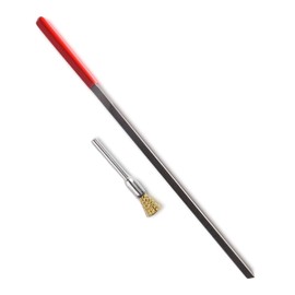 LAMSAM Trianglar Guitar Frets End Dressing File with Brass Wire Brush, 7inch Traditional 3-sided Frets Crowning, Fretend Shaping Tool for Electric, Acoustic Bass Guitars on All Frets