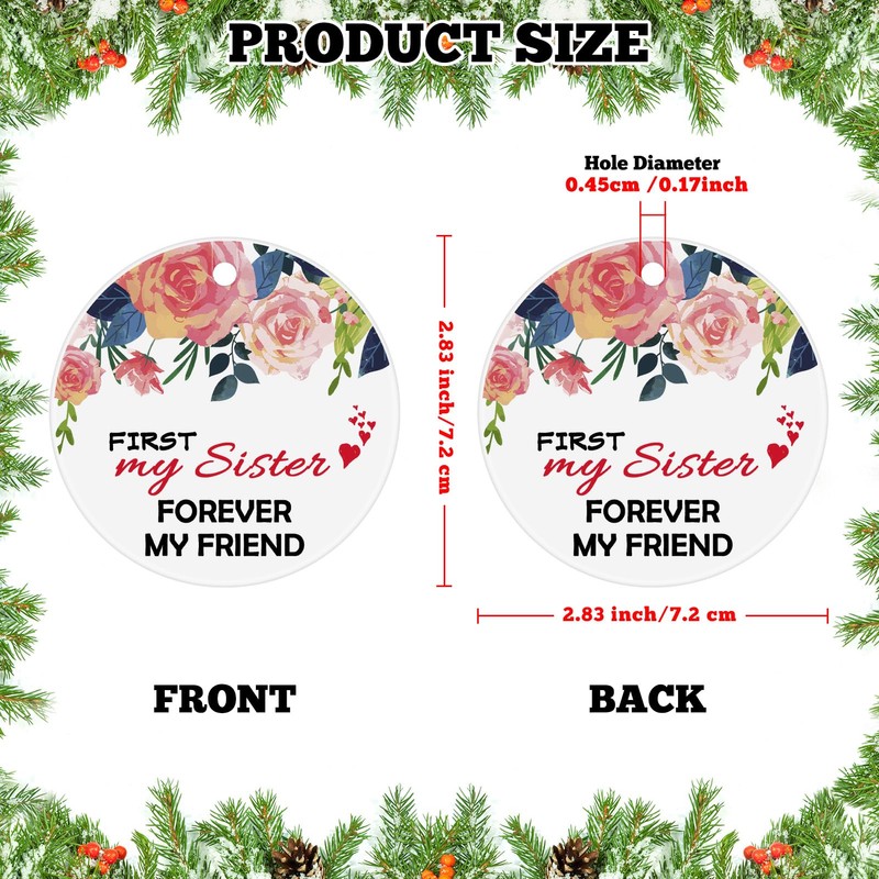 Sister Gifts from Sister Christmas Ornament Unique Sister Birthday Ceramic