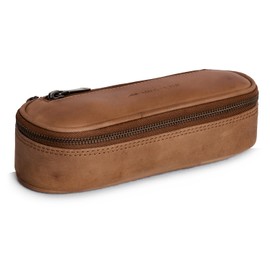 Marc Peter® Vintage Leather Pencil Case with YKK Zip, Pencil Case for Pens, Pencil Case for Boys and Girls, camel, pencil case