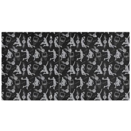 Basketball Black Cool Round Ring Binders 1.5 Inch Slam Dunk Doodle Pattern 3 Ring Clipboard Binder for Office School Work Supplies File Folder Document 200 Sheet Capacity Easy Open