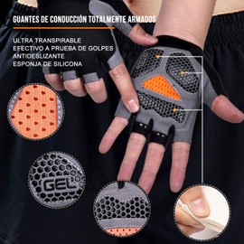 FUPALA Guantes de Ciclismo para Bicicleta de Montaña Almohadilla de Espuma Absorción de Golpes Guantes de Fitness y Deportivos Medio Dedo Antideslizante Transpirable para Motocicleta, Gym Unisex (S)