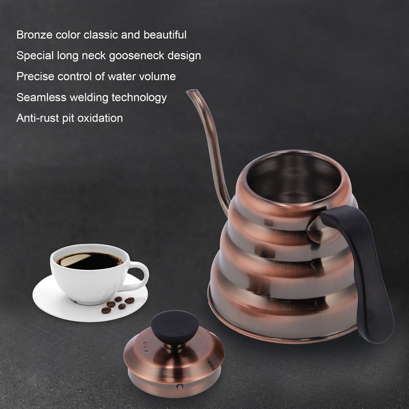 Coffee Pot 304 Stainless Steel Seamless Welding Technology Antirust Gooseneck