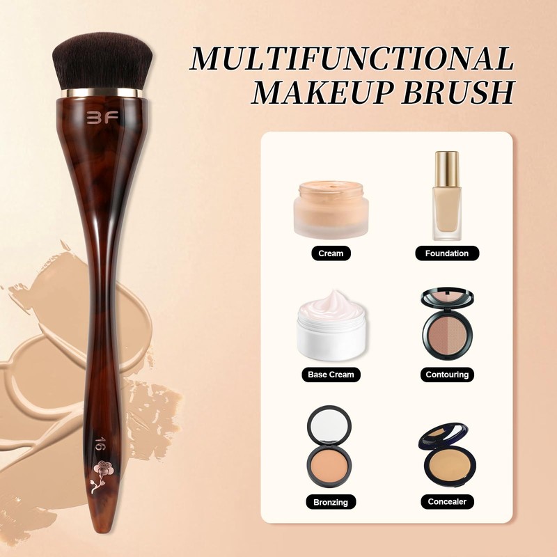 ACMEBEAUTY Angled Foundation Brush for Liquid Cream Blending, Brown, 1Pcs