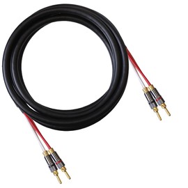 Blue Jeans Cable Canare 4S11 Speaker Cable, with Ultrasonically-Welded Conventional (Non-Bi-Wire) Terminations, (One Cable - for one Speaker); Assembled in The USA (6 Foot, Black, Bananas to Bananas)