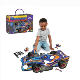 Peaceable Kingdom Giant Floor Puzzles with Uniquely Fun Shaped Pieces for Kids Ages 3+ Gifts for Boys and Girls - Racecar