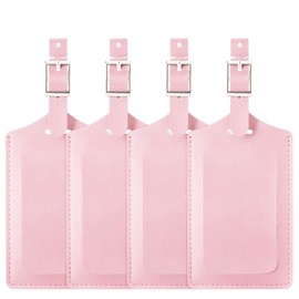 Travelambo 4 Pack Leather Luggage Tags for Suitcases Travel Tags (Light Pink)